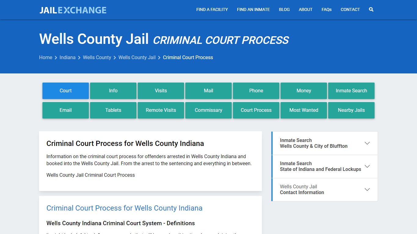 Wells County Jail Criminal Court Process - Jail Exchange
